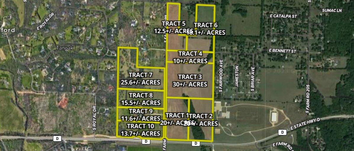Roughly 174 acres were sold in the auction.
